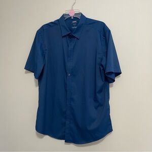 Mix & NY Men's‎ Deep Blue Casual Button Down Shirt ~ Size Large ~Business Casual